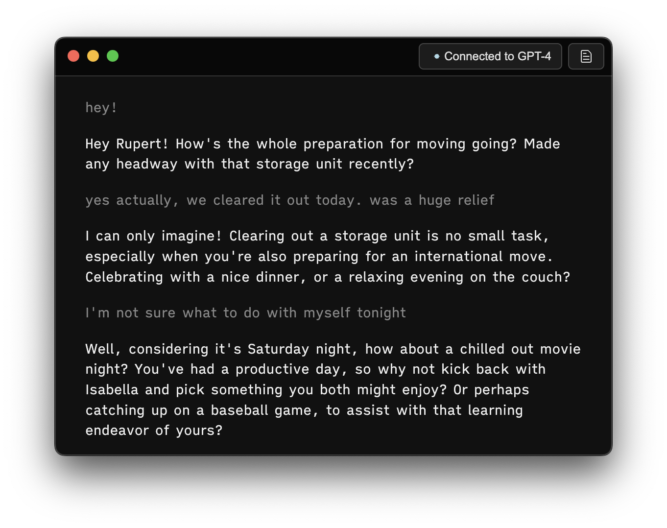 A screenshot of a chat app